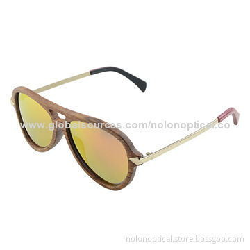 Rosewood sunglasses double bridge with metal temple, CE/FDA